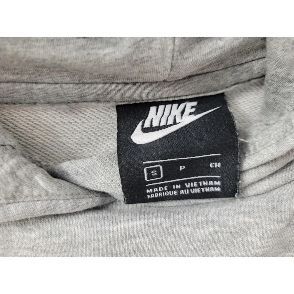 Nike Cropped Small Floral Hoodie Sweatshirt Pullover Gray Embroidered EUC